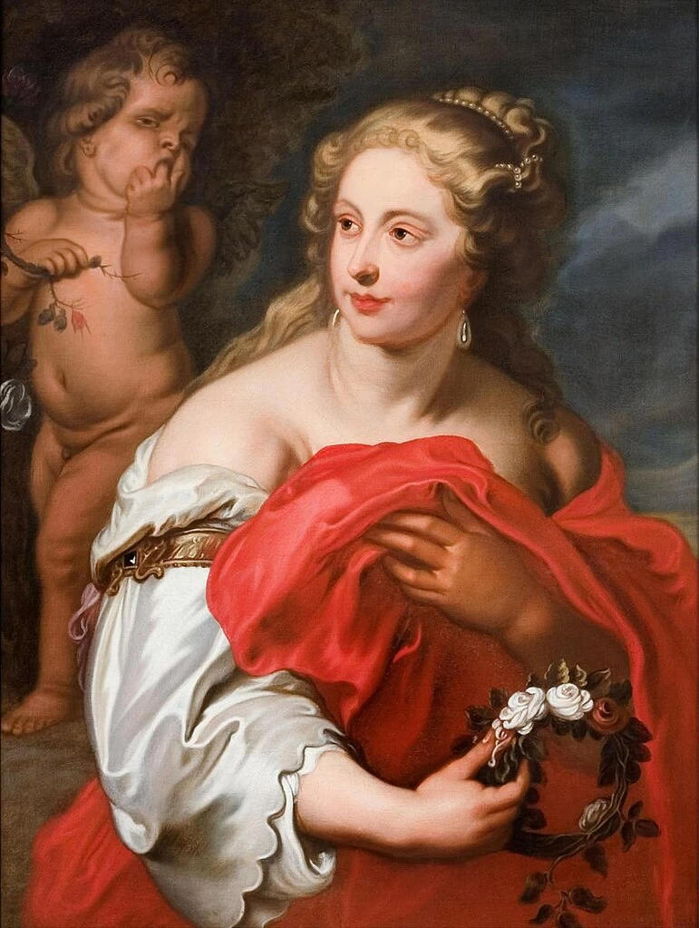 Donna con ghirlanda e un putto che si è ferito la mano su un ramo di spine